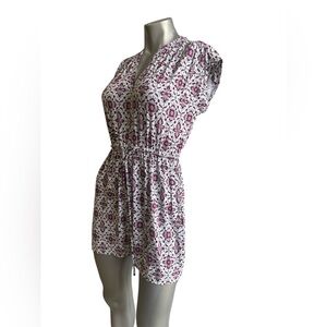 LOFT Sleeveless Cinch Waist Shirt Dress Purple/White floral Casual XS